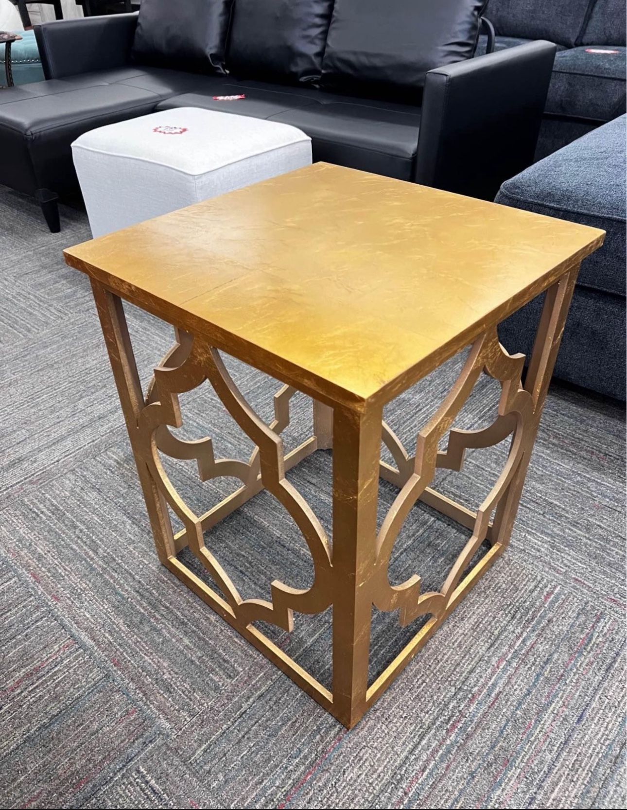 Gold Leaf Wood End Table, Gold, New
