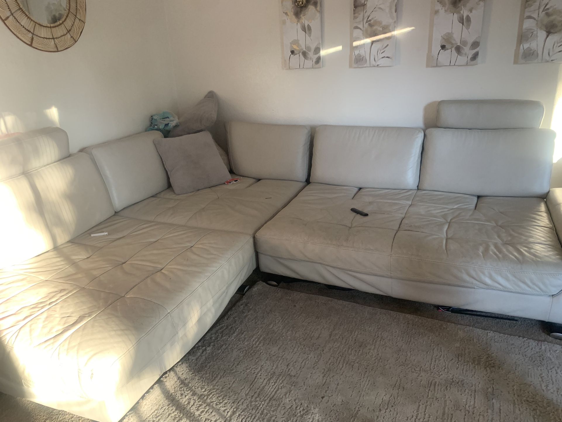 White Leather Sectional Sofa