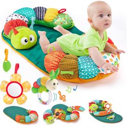 Baby Toys 0-6 Months - 3-in-1 Caterpillar Tummy Time Activity Playmat & Seated Support Toys for Newborns Infants Toys for Sensory Play Developmental N