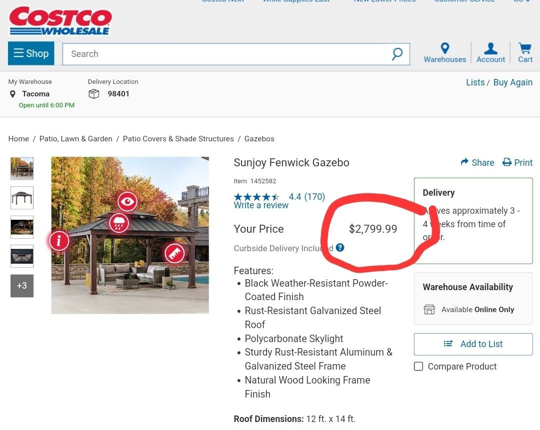 12x14 Gazebo Sunjoy Fenwick 12ft x 14ft Black Metal Rectangle