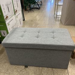 SONGMICS 30" Folding Storage Ottoman Bench - Light Gray