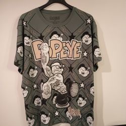 Popeye The Sailor Man T-Shirt Graffiti Street Hip Hop 3XL Huge All Over Print