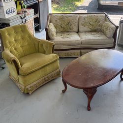 Mid Century Original 1960s Sofa And Accent Chair 