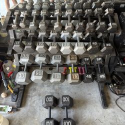 Dumbbells And Rack; 1,004 Lbs