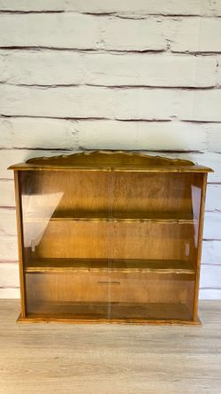 Vintage Maple Wall Curio Display Medicine Cabinet Shelf