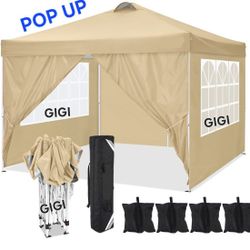 10x10 Pop Up Canopy Tent with Sidewalls and Pockets, Easy Pop Up Waterproof