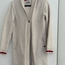 Roots Cream Long cabin open cardigan . Red Accents. Kids xxl or women's small
