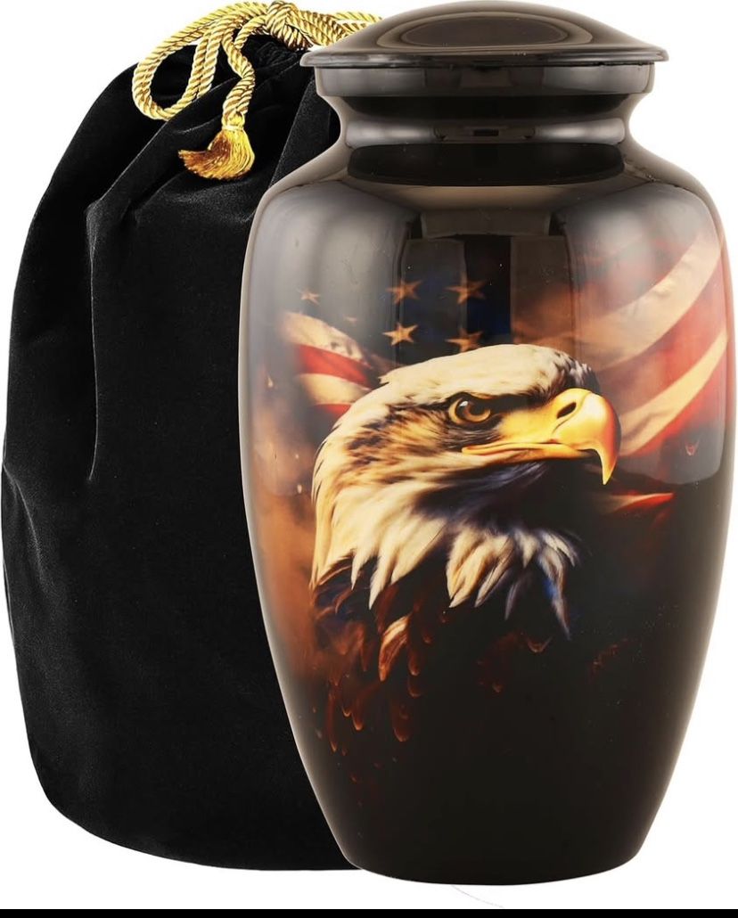 Patriotic Eagle Cremation Urn for Adults – Handcrafted Memorial