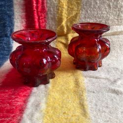 Red Glass Candle Holders