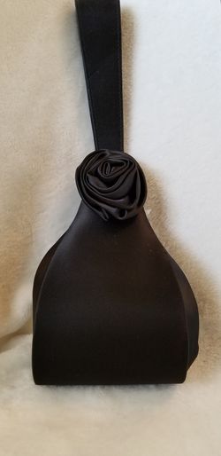 Black Satin Rose Violin Wristlet Bag 