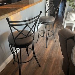 Two Heavy Swivel Bar Stools / Counter Height