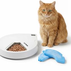 Cat Mate C500 Automatic 5 Bowl Digital Timer-Controlled Pet Feeder - for Cats and Small Dogs, Wet or Dry Food, Includes Twin Ice Packs, 5 Meals Up to 