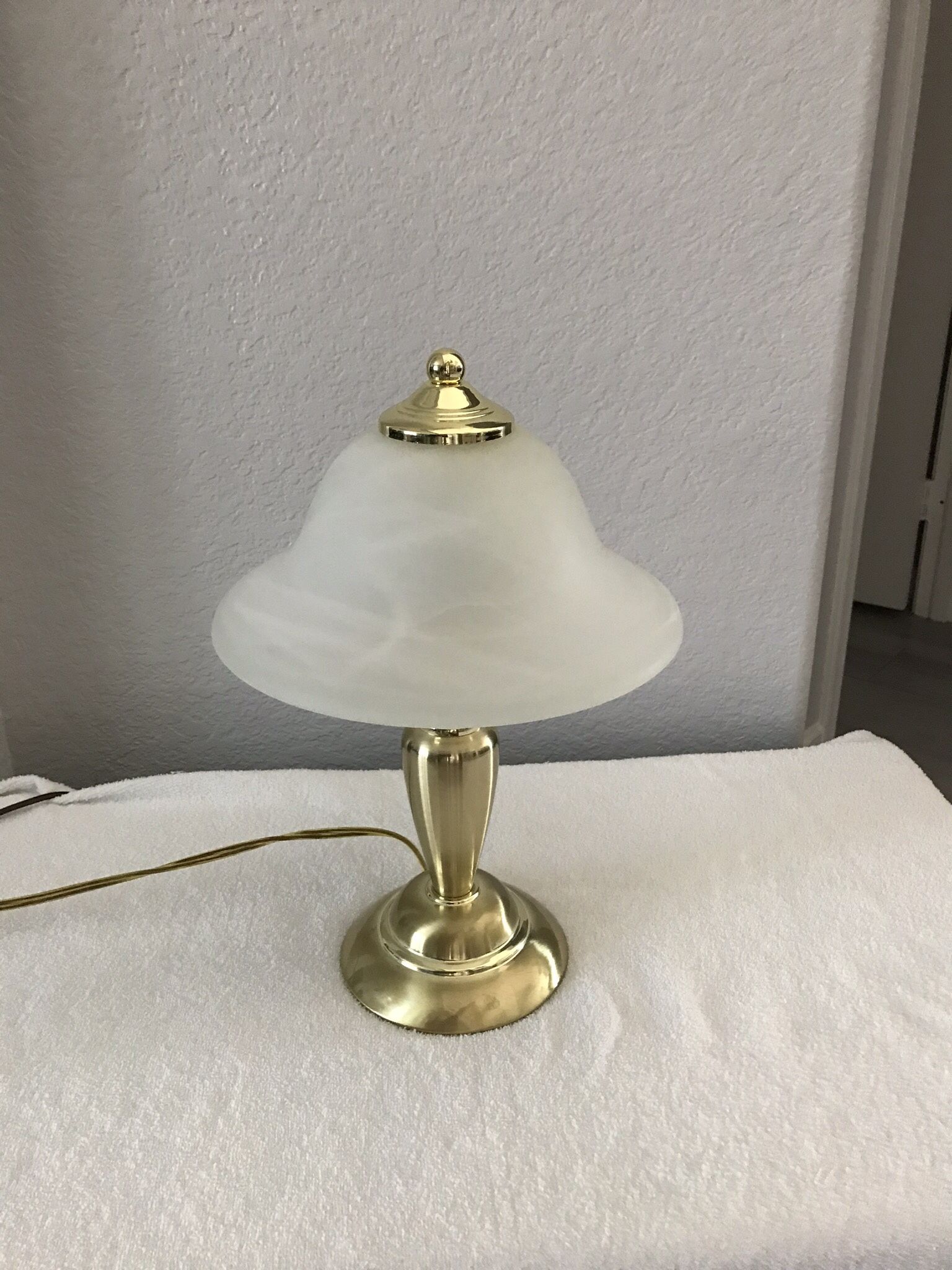 Desk Lamp Brass With Glass Shade.