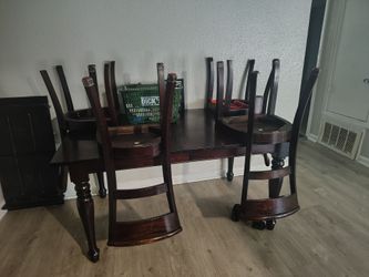 Dark Wood Dining Table with Chairs