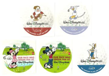 5 New DISNEY GOLF Arnold Palmer Course Logo 3" Stickers MICKEY Grumpy GOOFY Minnie