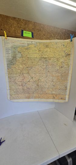 Original U.S. WWII Paratrooper Silk Escape Map of Western Europe Sides C & D