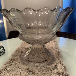 Vintage Heisey Puritan/Colonial Clear Glass Punch Bowl 2 Piece