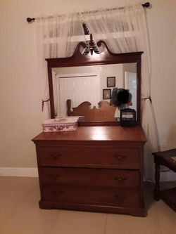 Solid wood dresser with mirror