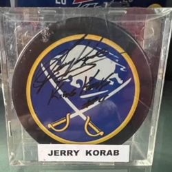 Buffalo Sabres Jerry Korab Signed Hockey Puck 