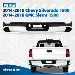 For 2014-2018 Chevy Silverado GMC Sierra 1500 Chrome Rear Bumper w/ Corner Step