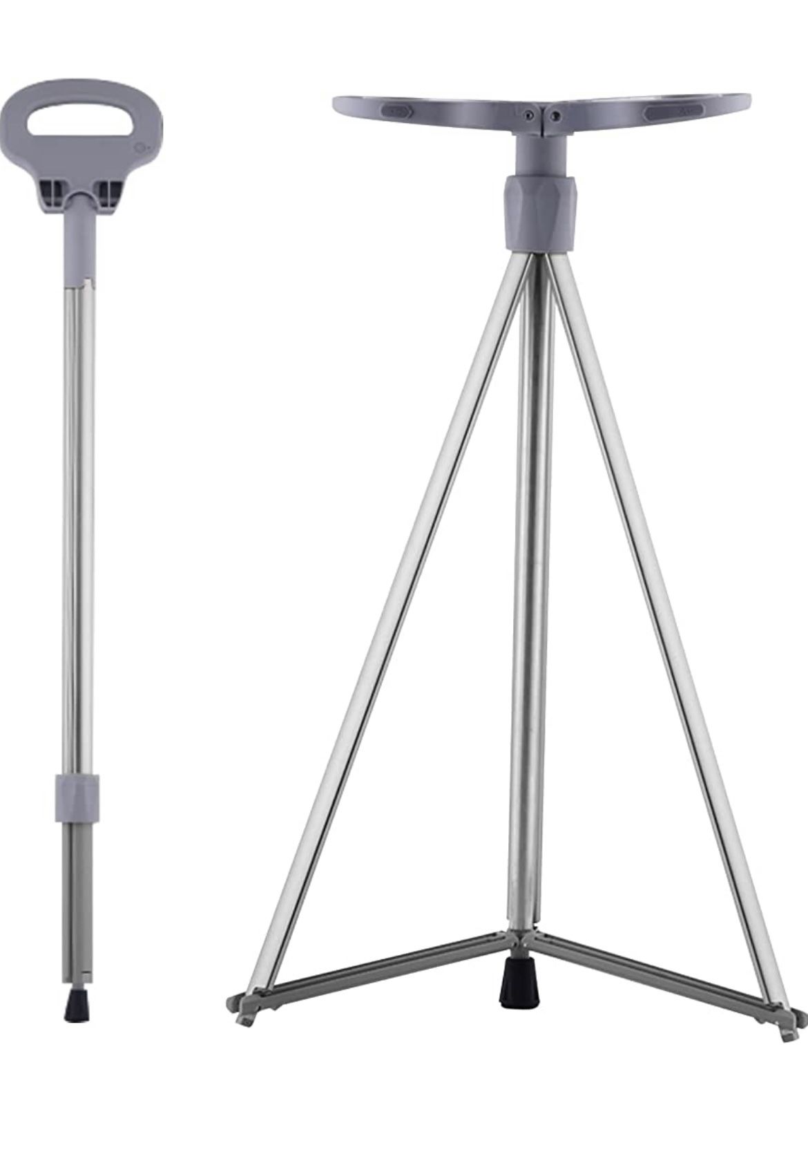 Portable Cane Seat, Walking Cane with Seat, Folding Walking Cane, Tripod Cane Stool with 2 Base Tips, Lightweight Cane Stool, Stick Chair with Travel