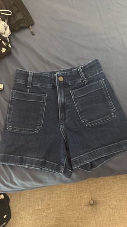 Dark Wash High-Waist Denim Shorts