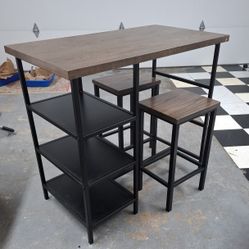 Small Table With Two Stools And Selves