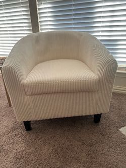 2 White Corduroy accent chairs