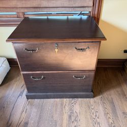 Elegant Solid-Wood 2-Drawer Lateral File Cabinet – Lockable + Folders Included