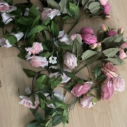 Pink Bright Light Roses Peonies 1 Garland 4 Bouquets Wedding Birthday Quinceañera Decorations 