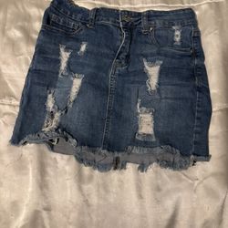 ripped dark blue skirt 