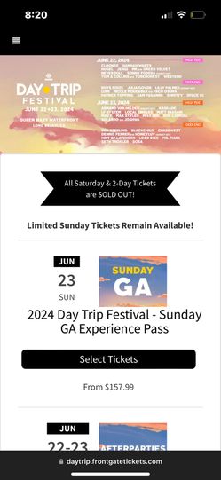 Day Trip Sunday Ticket