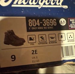 Thorogood 6” Crazy Horse Work Boots – Size 9 2E – Waterproof