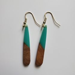 Turquoise and Wood Earrings 
