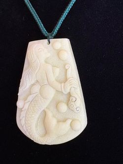 Nephrite Jade MERMAID PENDANT Adjustable Necklace