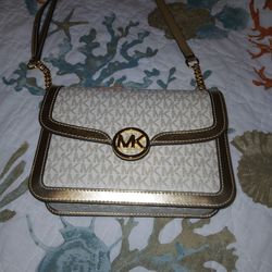 Small Size Michael Kors Gold & Cream Purse