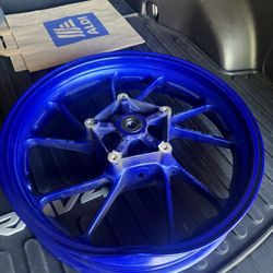 17” Yamaha Blue Rear Rim – Tubeless – Bent (Repairable or Parts)