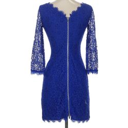 Diane Von Furstenberg Zarita Lace Dress Women's Size 6 Blue Semi-Formal Cocktail Party Dress
