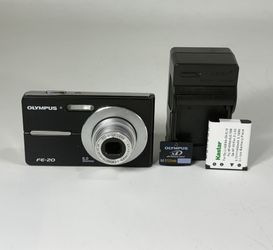 Olympus FE-20 Black 8MP Digital Camera with 512MB Card, New Battery & Charger