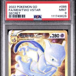 2022 Pokemon Go Mewtwo VSTAR 086/078 Gold Secret Full Art PSA 9