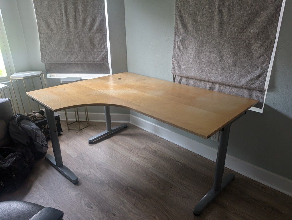 IKEA Galant Corner Desk Adjustable Height Beechwood With Attachment 