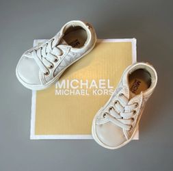 Michael Kors Baby Girls' Ivy Sneakers Size 2 | Ivory Lace-Up NWOT Designer Shoes