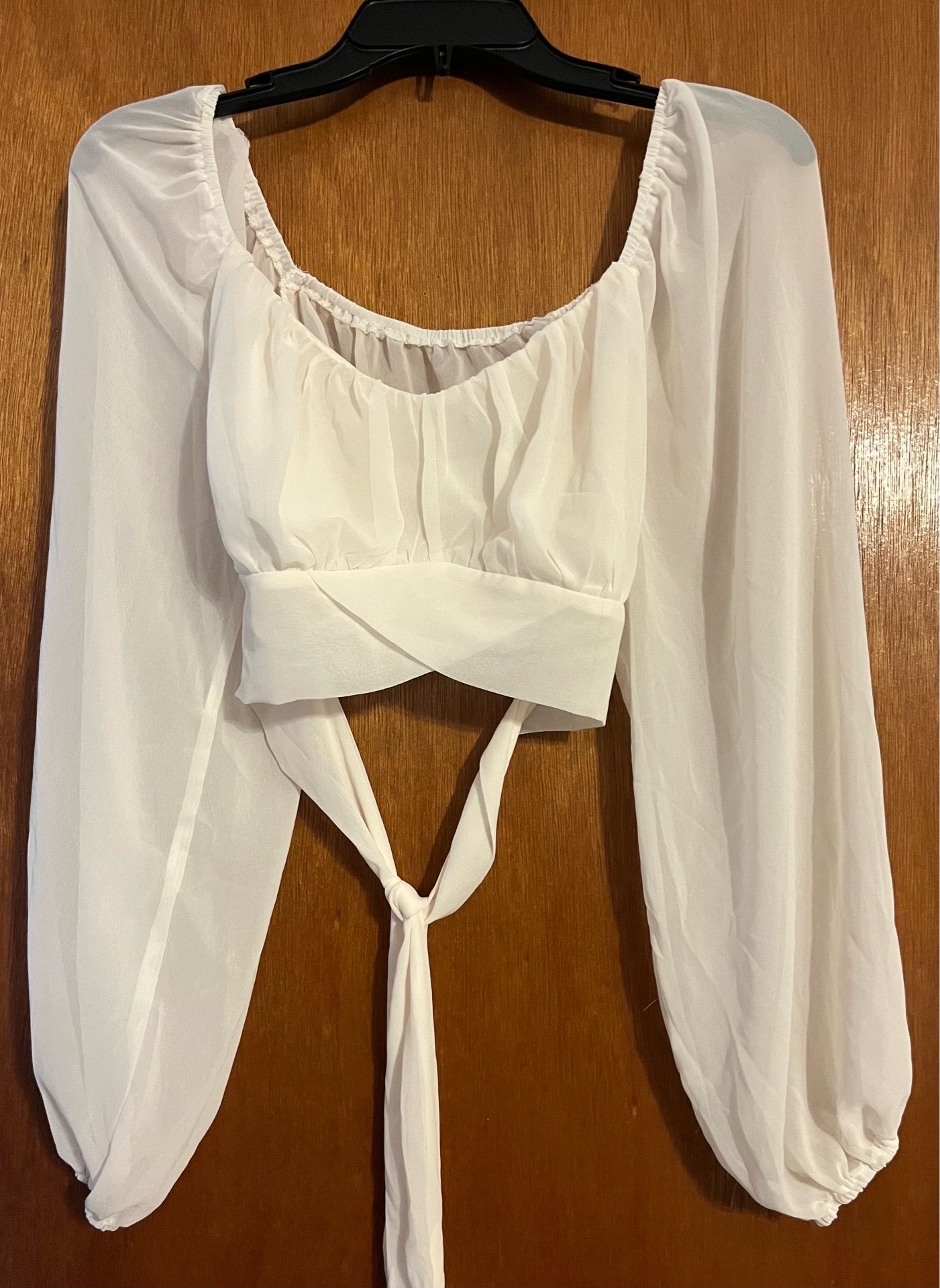 Shein White Long Sleeve Blouse - Medium