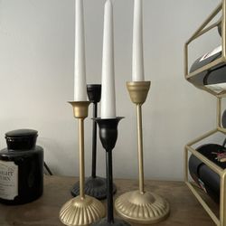 Set of 4 Candle Holders and 3 long candles