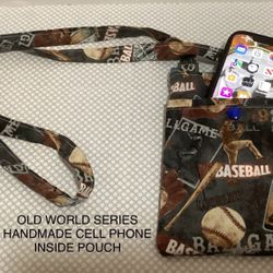 OLD WORLD SERIES BASEBALL HANDMADE CELL PHONE POUCH WITH 2 POCKETS & ZIP