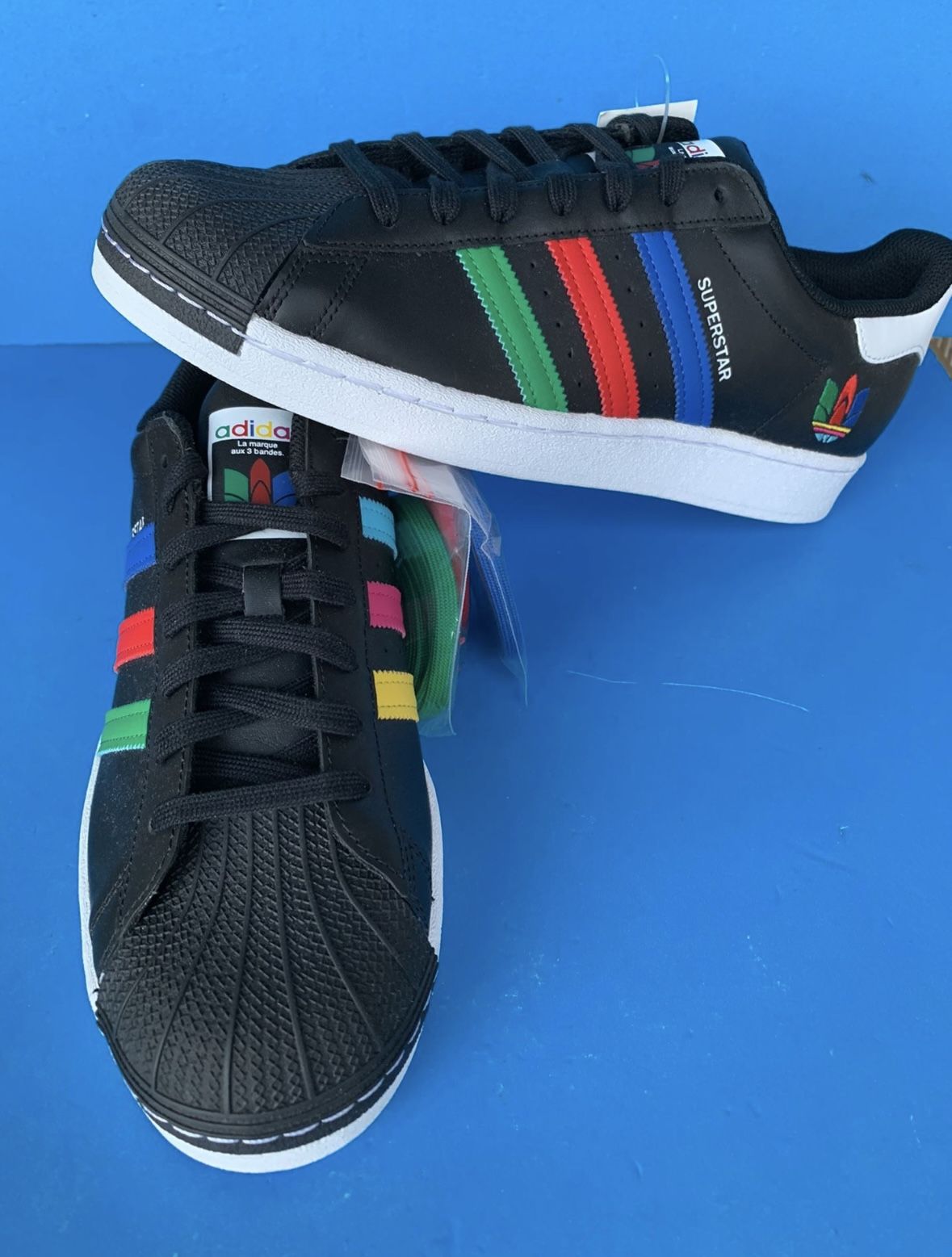 Adidas Originals Superstar Black Green Blue Red Sneakers Men's Sz 11
