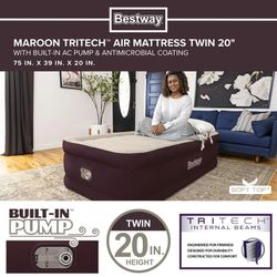 Bestway® Maroon Tritech Airbed Queen 20" with Built-in AC Pump