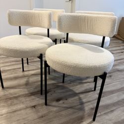 White Boucle Dining Chairs