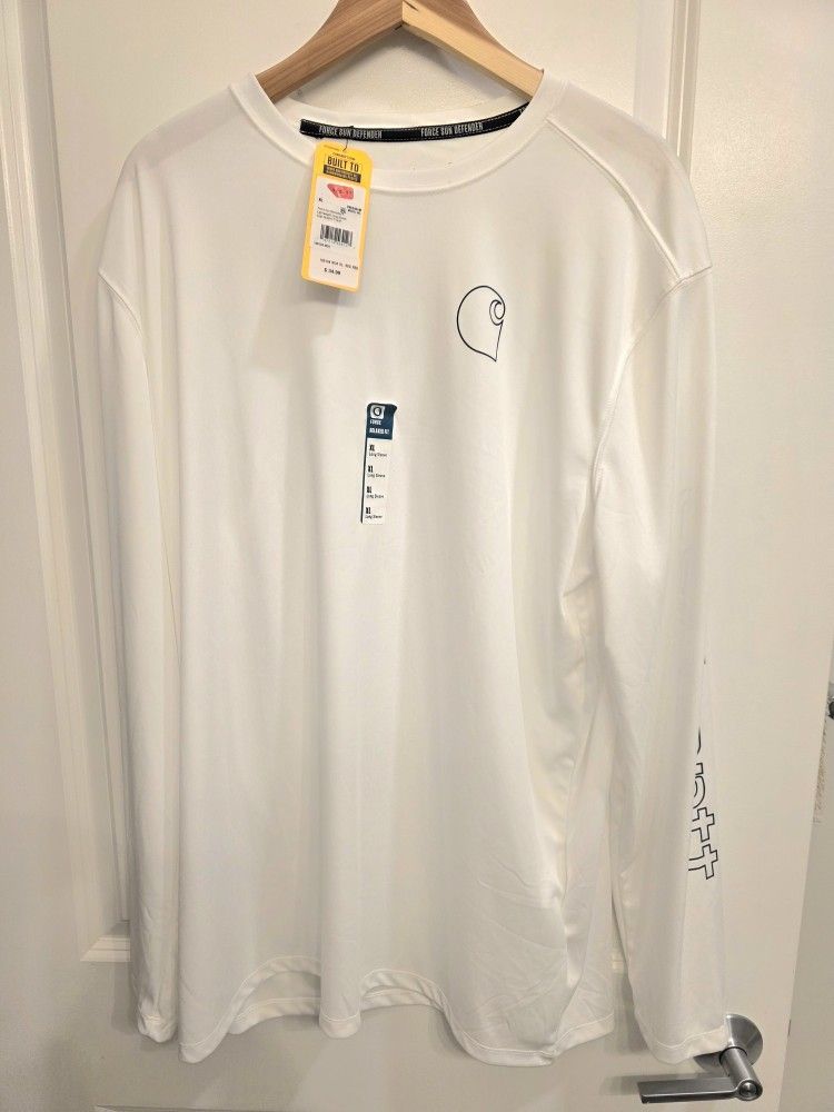 Mens Carhartt FORCE SUN DEFENDE LIGHTWEIGHT LONG-SLEEVE T-SHIRT White X-Large XL