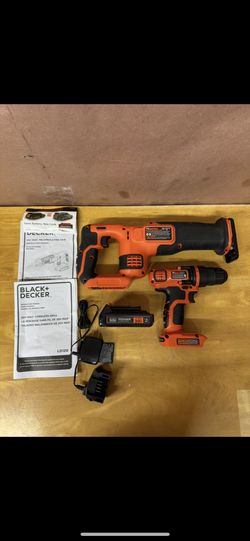 Black & Decker 20v Drill/Driver and 20v Cordless Reciprocating Saw With 1.5ah battery & Charger Kit